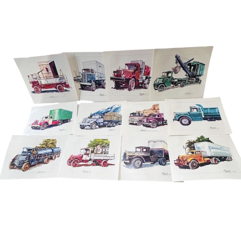 12 Exciting 8x10 Prints Featuring Vintage Mack Trucks Illustrated By BOB EVANS